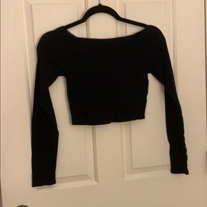 Black off the shoulder crop top